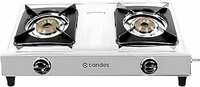 Candes Gas Stove 2 Burners with Brass Plated Burners | Manual Ignition 2 Burner Gas Stove | 6mm Toughened Glass Gas Chulha | LPG Gas Stove | ISI Certified | 1 Yr Warranty | Steel Gas Stove