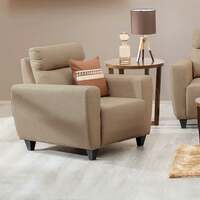 Apply ₹8000 coupon Home Centre 1 Seater Helios Emily Fabric Sofa| Fabric Sofa| (Beige) |1 Year Warranty