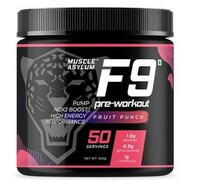 Muscle Asylum F9 Pre-Workout - 50 Servings, 400gm (Fruit Punch) | Boosts Energy & Endurance | Improves Focus