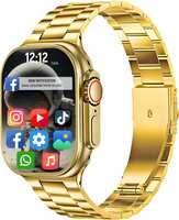 Melbon Golden 2.19" Amoled Display Bluetooth Calling, Music Play Notification Smartwatch (Orange Strap, Regular)