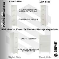 Stewit 4 Units Plastic Cupboard for Kitchen Plastic Cabinet for Storage Foldable Wardrobe for Plastic Rack for Clothes Storage Cabinet Plastic Modular Drawer Storage Box Kitchen Box,White (4 Layer)