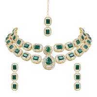 Jewels Gold Plated Traditional Stone Valentine special Necklace With Earring & Maang Tikka Set For Women