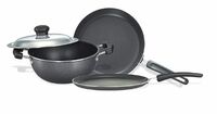Prestige Omega Select Plus Residue Free Non-Stick Kitchen Set, 3-Pieces, Black/Silver, Aluminium