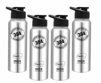 Pigeon by Stovekraft Inox hydra 700ml pack of 4 Stainless Steel Drinking Water Bottle 700ml Flipper Cap - Silver (1 year Warranty)