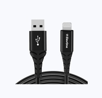 Elevone by Ambrane Round PVC USB A to Lightning Cable (Black)