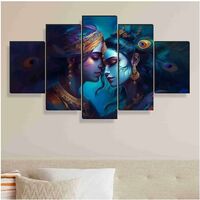 Saf Radha Krishna Paintings For Wall Decoration-Set Of Five,3D Modern Art Painting For Living Room Large Size With Frames For Home Decoration,Hotel,Office 76.2 Cm X 45 Cm Sanfpnls35460-Engineered Wood