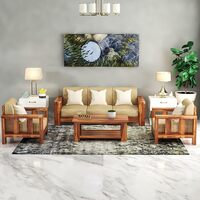 Natraj Art & Craft Sheesham Wood 5 Seater Sofa Set (3+1+1, Natural Teak Finish)