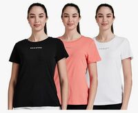 Amazon Brand - Symbol Women's Solid Cotton Stretch Half Sleeve Round Neck Regular Fit T-Shirt (Pack of 3)