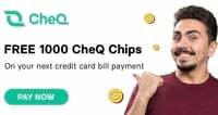 CheQ App Extra 1000 chips on your next credit card bill payment of Rs.2000 (User specific) 