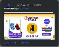 Shopsy ₹1 Deal | Kid's Socks 2 PM