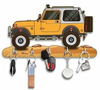 Webelkart Premium HD UV Printed Mahindra Thar Car Shape designer Wooden Key Holder Home And Office Decor (11 X 6 Inch, Wood, Yellow)