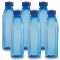 CELLO Crystal PET Bottle | Leak Proof and Break Proof | Perfect for Staying hydrated at The School,College, Work, Gym and Outdoor Adventures Water Bottle | 1000ml X 6 | Blue