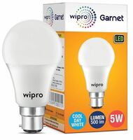 Wipro Garnet 5W LED Bulb for Home & Office |Cool Day White (6500K) | B22 Base|220 Degree Light Coverage |4Kv Surge Protection |400V High Voltage Protection |Energy Efficient | Pack of 1