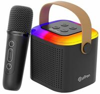 pTron Newly Launched Fusion Tunes 10W Mini Bluetooth Speaker with Wireless Karaoke Mic, 8Hrs Playtime, Vivid RGB Lights, Voice Effects, Multi-Play Modes BT5.1/TF Card & Type-C Charging Port (Black)
