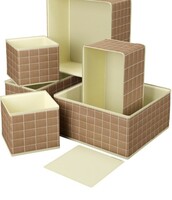 Kuber Industries 6 Pcs Foldable Drawer Organizer Wardrobe Organizer for Clothes | Non-Woven Storage Box for Socks, Bra, Tie, and Scarfs | Stationary & Cabinet Organizer | Check Print- Brown