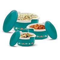 MILTON Elegance Jr. Inner Stainless Steel Casserole Gift Set Of 3 (395 Ml, 750 Ml, 1.35 Litres), Green |