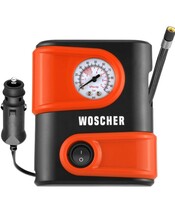 Woscherr Tyre Inflator for Car - 110 psi, 12V DC Portable Air Pump/Compressor with Analog Tyre Pressure Gauge, for Car, Bikes, Bicycles or Any Inflatable with LED Light| 2 Years Warranty