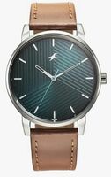 Fastrack Stunners Analog Mens Green Dial Leather Strap Watch for Guys-3278SL03
