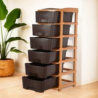 Kuber Industries 6-Layer & 63 Ltr Plastic Drawer Storage Organiser | Chocolate Brown