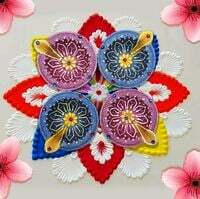 Pure Source India Decorative Terracotta Handmade Design Diya Suitable for Diwali, Festive Occasion, Pooja/Mandir/Temple (3 X 3.5 X 1 INCH) (Multicolour) (12 PCS) 