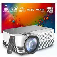 Ant Esports View 511 Multimedia LED Projector - Daisy White | 720P Native & 4K Support I 1200 Lumens I Remote Control I AV/HDMI/USB I Upto 120" Max Screen I Built-in Speaker, Included 120" Screen 