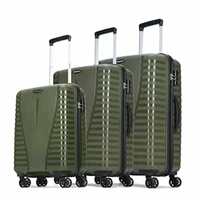 Aristocrat Airpro 3 Pc Set Cabin 55cm(Small) Check-in 66cm(Medium) Check-in 75cm(Large) 8 Wheels Spinner Trolley Bags, Hard Case Luggage, Lightweight Bag & Combination Lock|7 Years Warranty (Green) 