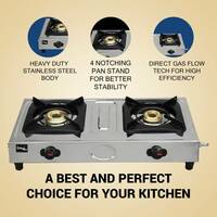 Sigri-wala Surya Primecook Manual Mini Stainless Steel Manual Gas Stove (2 Burners)