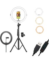 DIGITEK® (DRL-14C) 14 Inch LED Ring Light with 5ft Stand & Smartphone Mount - USB Powered, Color Switch Mode, Brightness Control, Dual Temperature - for Photo & Video Shoots, Makeup, Vlogging! 