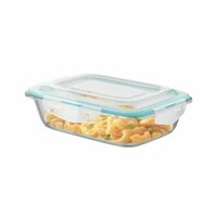 Signora Ware Lock 'N' Store Rectangle High Microwave Oven Borosilicate Safe Glass Container With Air Tight Lid (640Ml)