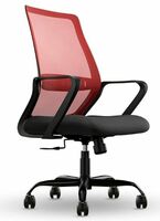 CELLBELL Desire Pro Mid Back Mesh Office Chair Adjustable Study Chair/Computer Chair with Revolving Seat, Stylisk Backrest, Lumbar Support, Metal Base for Work from Home (Red)