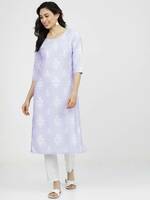 KETCH Women Printed Cotton Blend Straight Kurta 