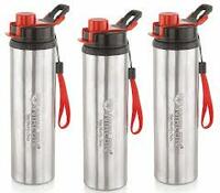 NIRLON Tranzy Sipper Stainless Steel Single Wall Water Bottle 100% Leak Proof, Set of 3