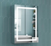  Plantex Premium 304 Stainless Steel Bathroom Cabinet with LED Mirror/Bathroom Organiser/Bathroom Shelf for Wall with Mirror (14x20 Inch-LED/Chrome) 