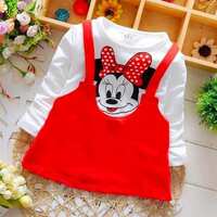 Baby Girls Midi/Knee Length Casual Dress (Red, Full Sleeve)