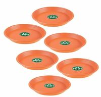 TrustBasket UV Treated Round Bottom Tray(Plate/Saucer) Suitable for 10 inch Round Plastic Pot-Terracotta Color-Set of 6 | Heavy Duty Highly Durable Plant saucer Gamla for Indoor Home Decor & Outdoor Balcony Garden