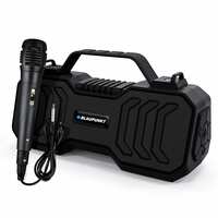 Blaupunkt Atomik BB20 Wireless Bluetooth Party Speaker 20W with Dual Passive Radiator I 1500mAh Battery I Deep Bass I Karaoke with Mic I USB I TWS I AUX I Outdoor Speaker with Carrying Strap(Black)
