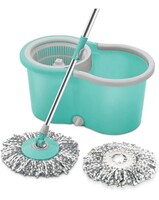  Spotzero by Milton Ace Spin Mop with 1 Microfiber Refills, Pocha for Floor Cleaning Mop with Bucket and Mopping System 360° Flexible, Big Size, Aqua Green 