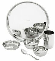 Amazon Brand - Solimo Dinner Set|Stainless Steel Solid|Mirror Finish|Set of 6