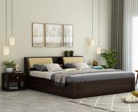 STRATA FURNITURE Sheesham Wood King Size Bed - (Walnut Finish)