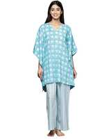 Libas Turquoise Blue Printed Cotton Night Suit