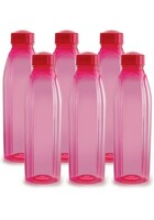CELLO Crystal PET Bottle | Leak proof and Break proof | Perfect for staying hydrated at the school,college, work, gym and outdoor adventures Water Bottle | 1000ml X 6 | Pink