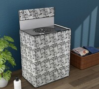  Kuber Industries Semi/Fully Automatic Top Load Washing Machine Cover 6 kg/6.5 kg/7 kg/7.5 kg with Zip | Washing Machine Cover Top Load with Cuts for Wires & Pipes | Silver Carry- Black 