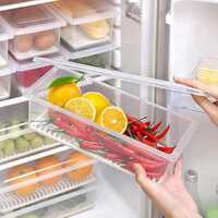 Stewit Fridge Storage Boxes Pack Of 6 With Removable Drain Plate And Airtight Lid | Stackable Plastic Fridge Storage Containers Keeps Fruits, Vegetables, Meat, Fish Fresh Longer, 1500 Ml