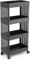 Stewit Plastic Multipurpose 4-Tier Floor Mount Corner Shelf Kitchen Organizer Rack/Storage Shelf/Dish Rack/Storage Rack for Kitchen (Black) (4XL, Black)