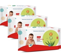 LuvLap Moisturising Wet Wipes without Lid,72 Wipes, pack of 3 