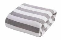 MAXOSHINE Microfiber Towels for Bath-Stripes Bath Towel for Men and Women-Soft Coral Fleece Towel with Hook Quick Dry Super Absorbent-70 x 140 cm (Grey, Pack of 1)