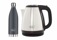 Pigeon 1.5 L Kettle With 1000 ml Aqua Flask (Pack of 2, Black, Steel)