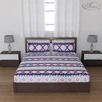 Status Contract Spring Summer Collection-2024 Cotton Rich Double Bedsheet with 2 Pillow Covers for Bed Room, Home, Hotel-120 GSM | (Blue), 120 Tc