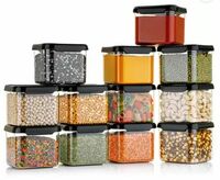 Flipkart SmartBuy Plastic Grocery Container - 500 ml  (Pack of 12, Black)