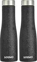 Amazon Brand - Solimo Stainless Steel Fridge Water Bottle|Textured Black Finish (Set Of 2), 1000 milliliter